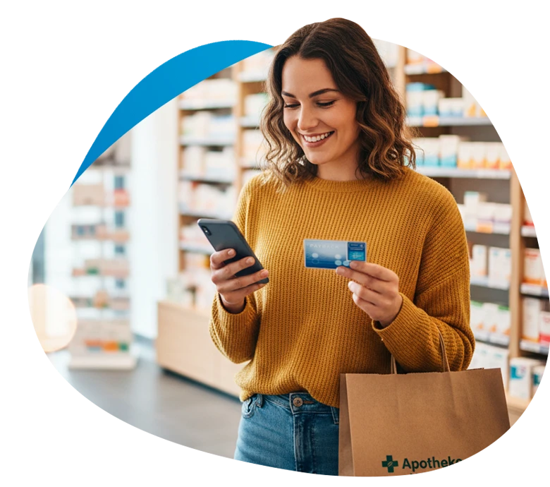 A customer with a Payback card at the Apotheke am Westerbach pharmacy in Kronberg